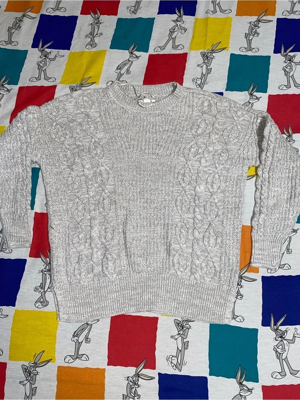 Aeropostale Cable Knit Crewneck Sweater in Gray Like New